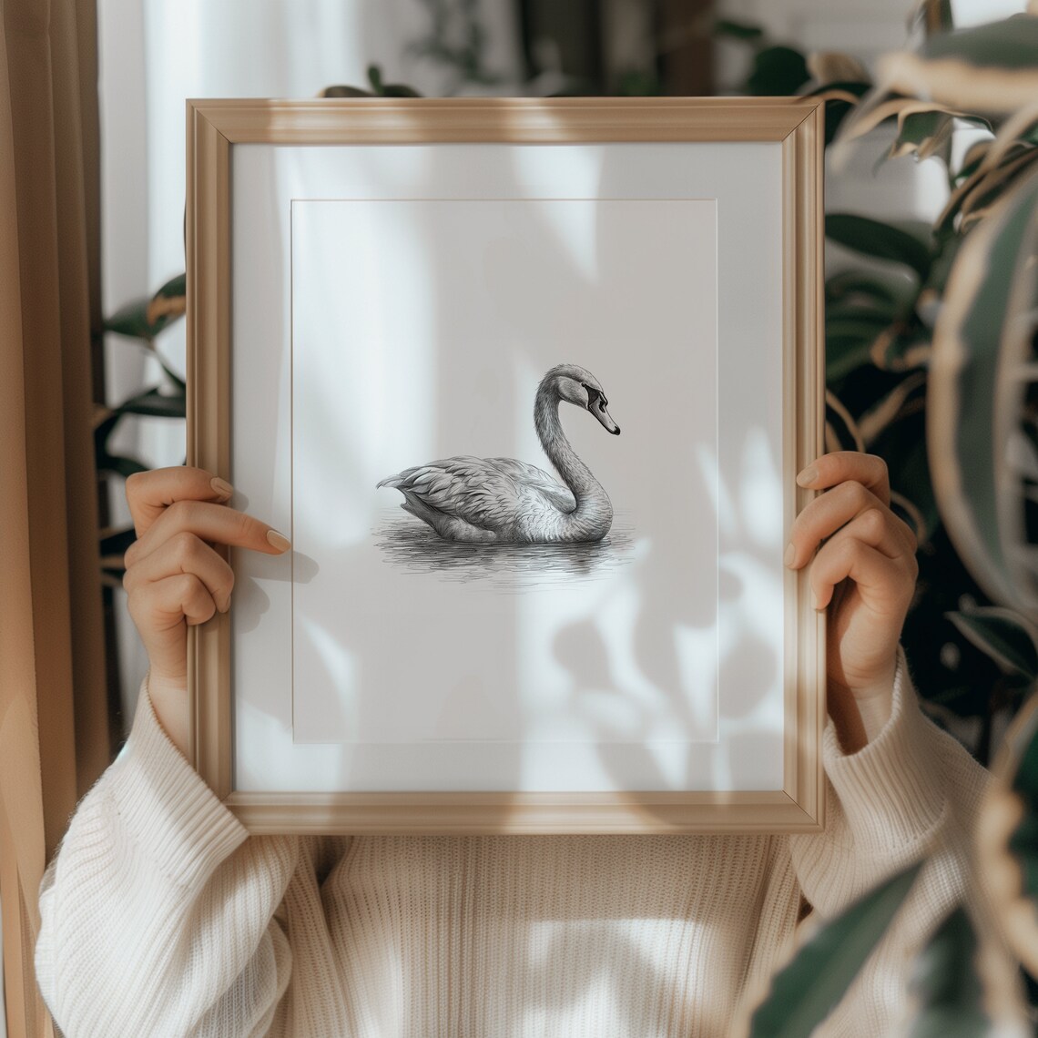 Swan Sketch Light Academia Art Print, Romantic Bird - Image 3