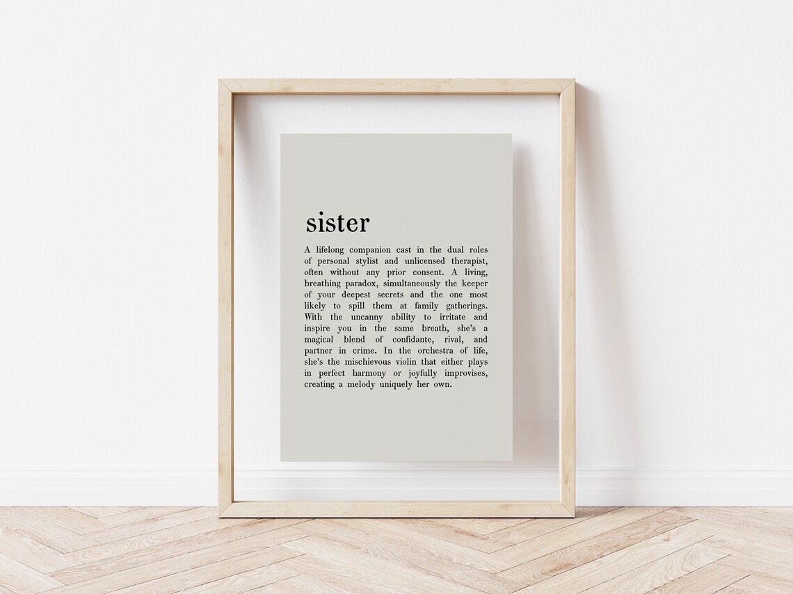 Sister Definition Minimalist Art Print, Gift For Her - Image 5