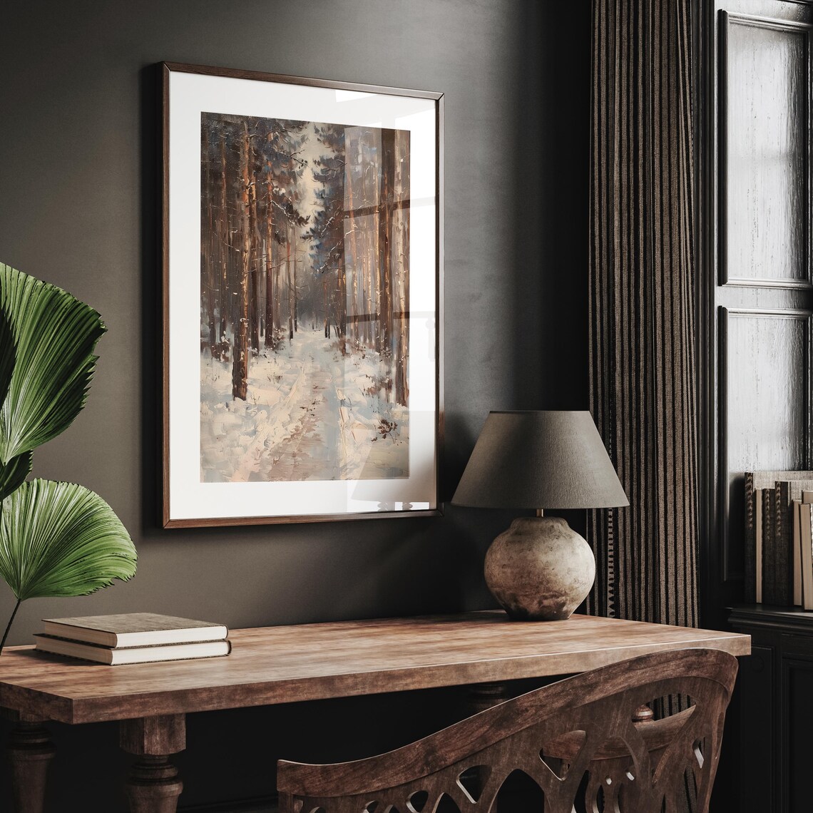 Winter Forest Vintage Style Wall Art Print - Image 2