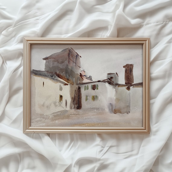 White European Villa Vintage Architecture Art Print