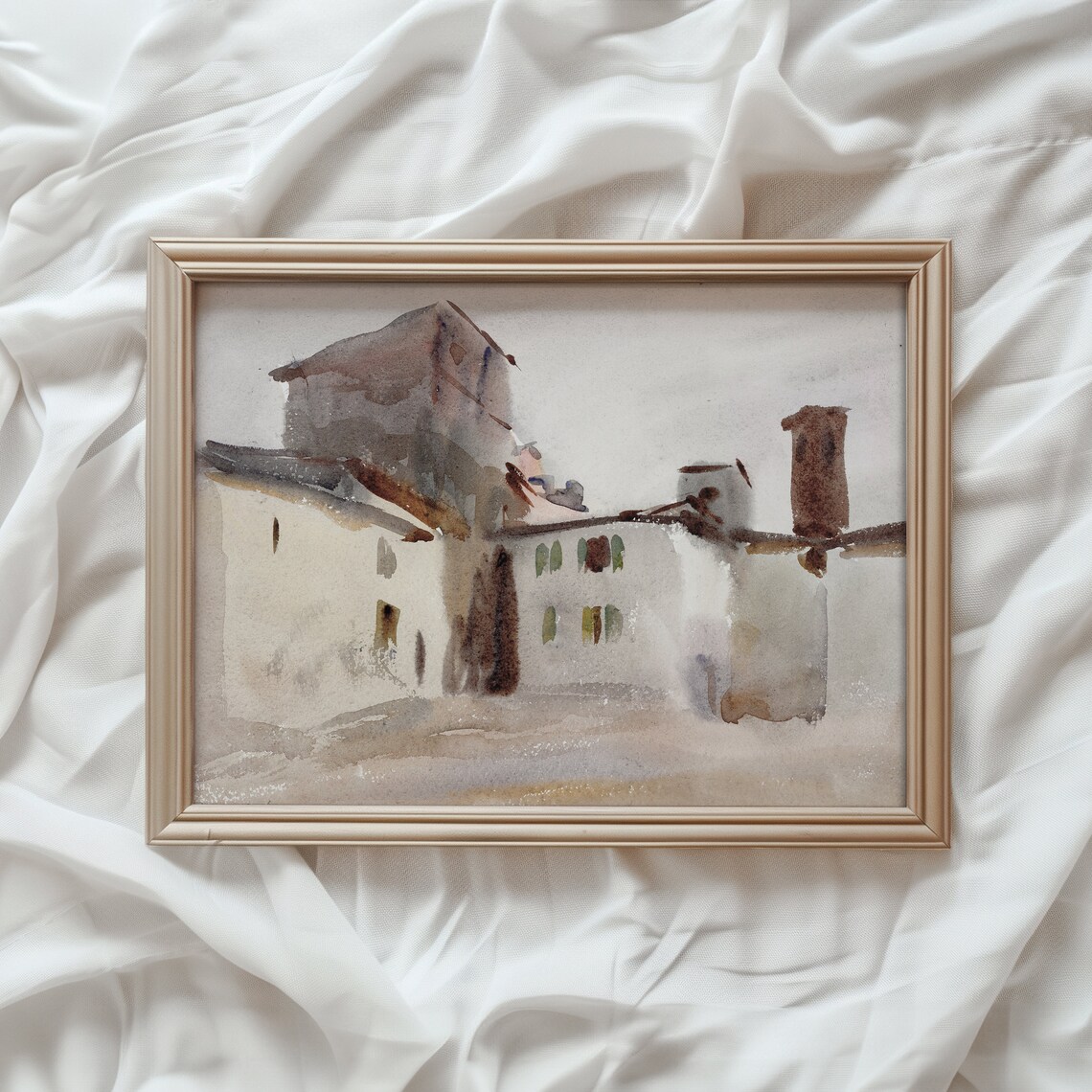 White European Villa Vintage Architecture Art Print