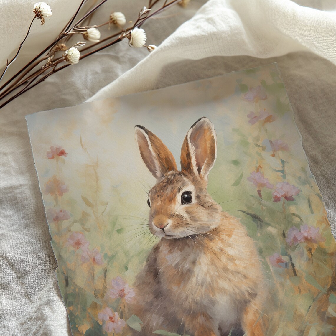 Easter Bunny Nursery Decor, Rustic Rabbit Sketch - Image 4