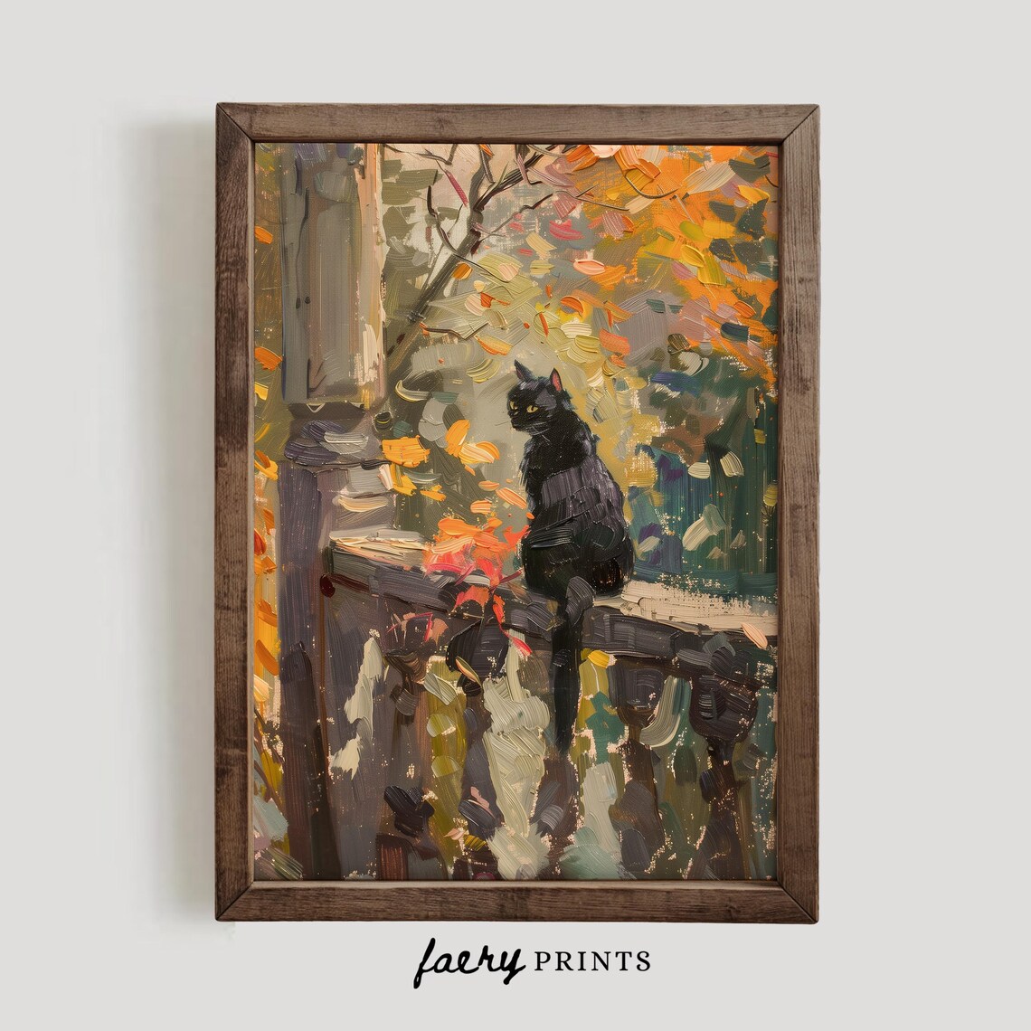 Rustic Fall Cat Print, Vintage Autumn Decor - Image 3