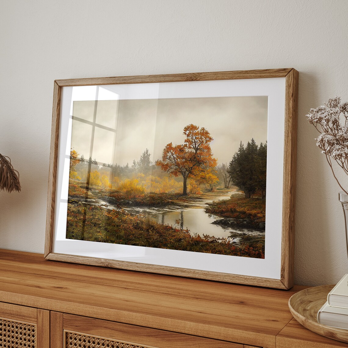 Rustic Fall Landscape Art Print, Vintage Autumn Scene - Image 4