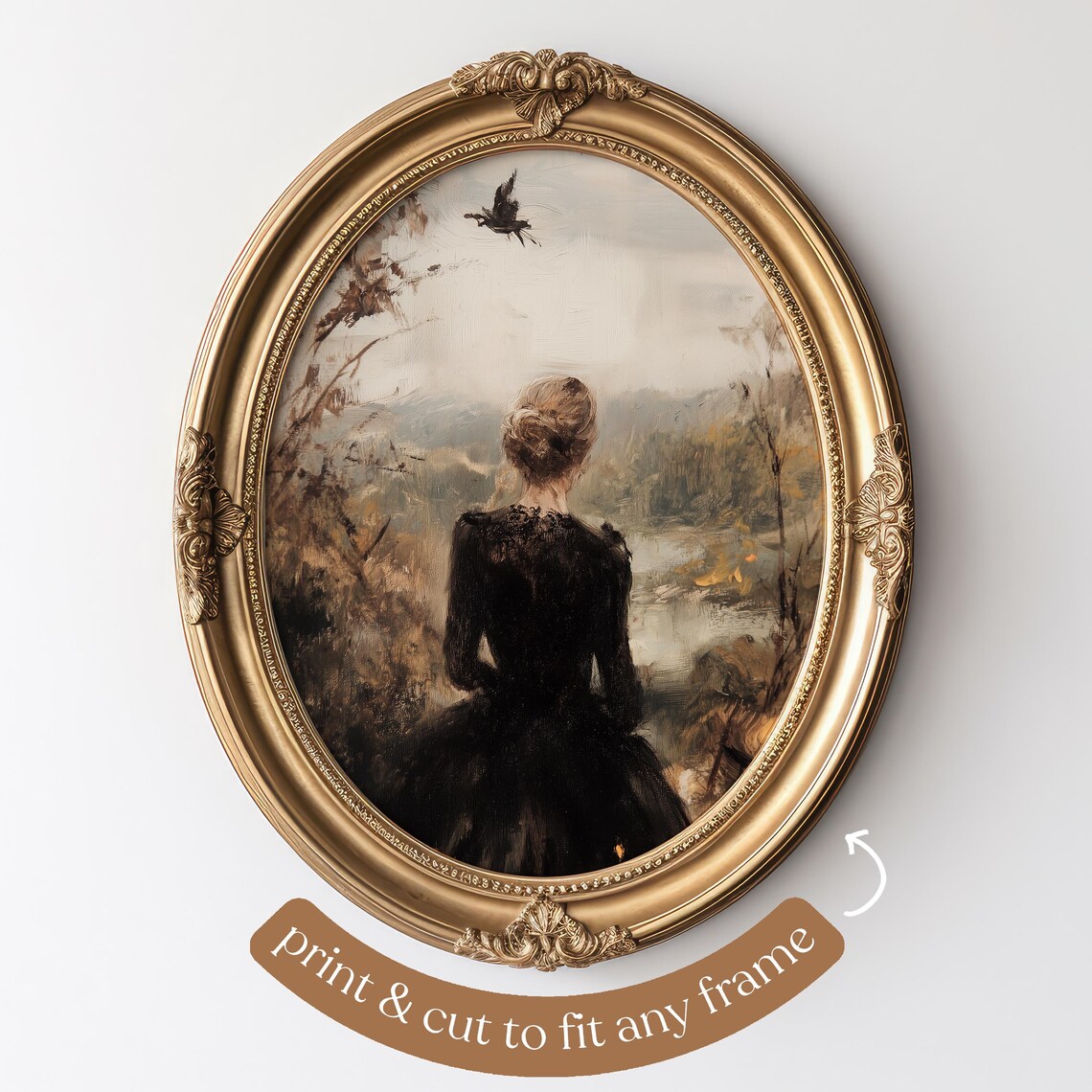 Victorian Lady In Fall Art Print, Moody Autumn Decor - Image 4