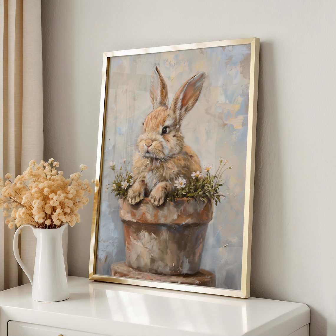 Easter Rabbit in a Flower Pot Art Print - Image 3