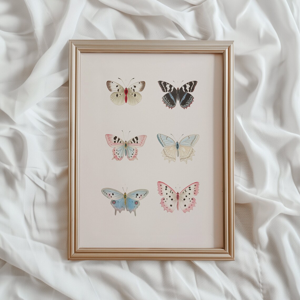 Butterfly Illustration Print, Light Academia Wall Art