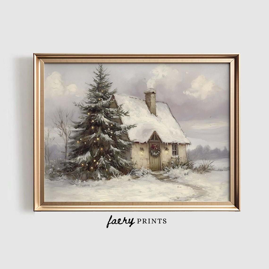 Snowy Cottage Winter Landscape Art Print, Farmhouse Decor - Image 5