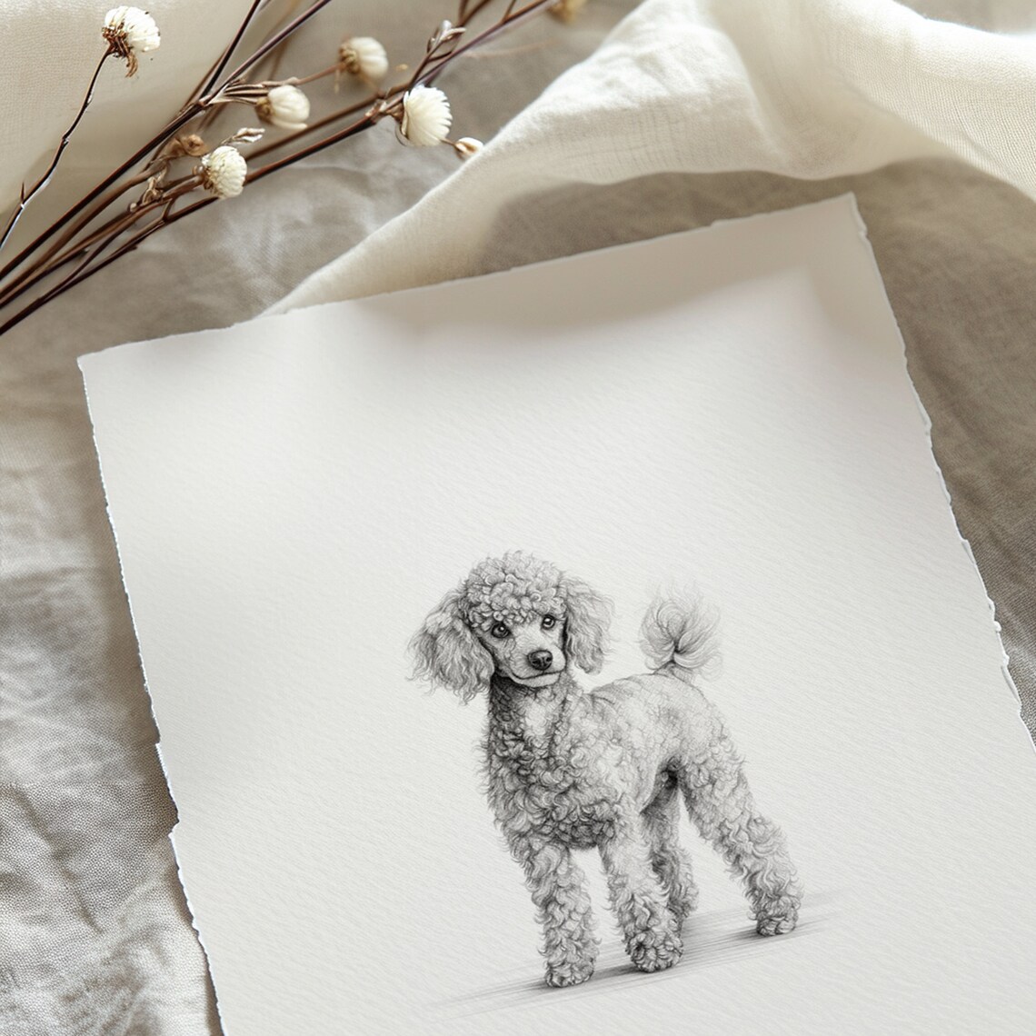 Miniature Poodle Dog Sketch Print, Pet Wall Art - Image 4