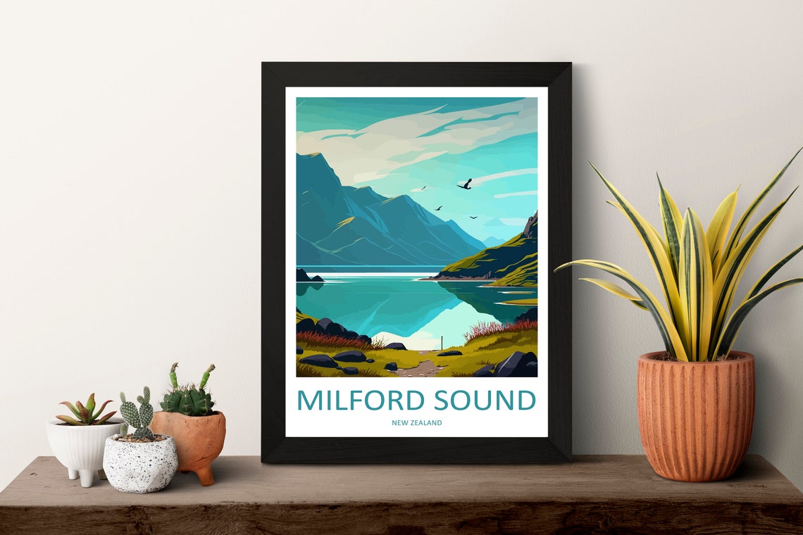 Milford Sound Travel Print Wall Art Milford Sound Wall Hanging Home Dcor Milford Sound Gift Art Lovers New Zealand Art Lover Gift Print - Image 3