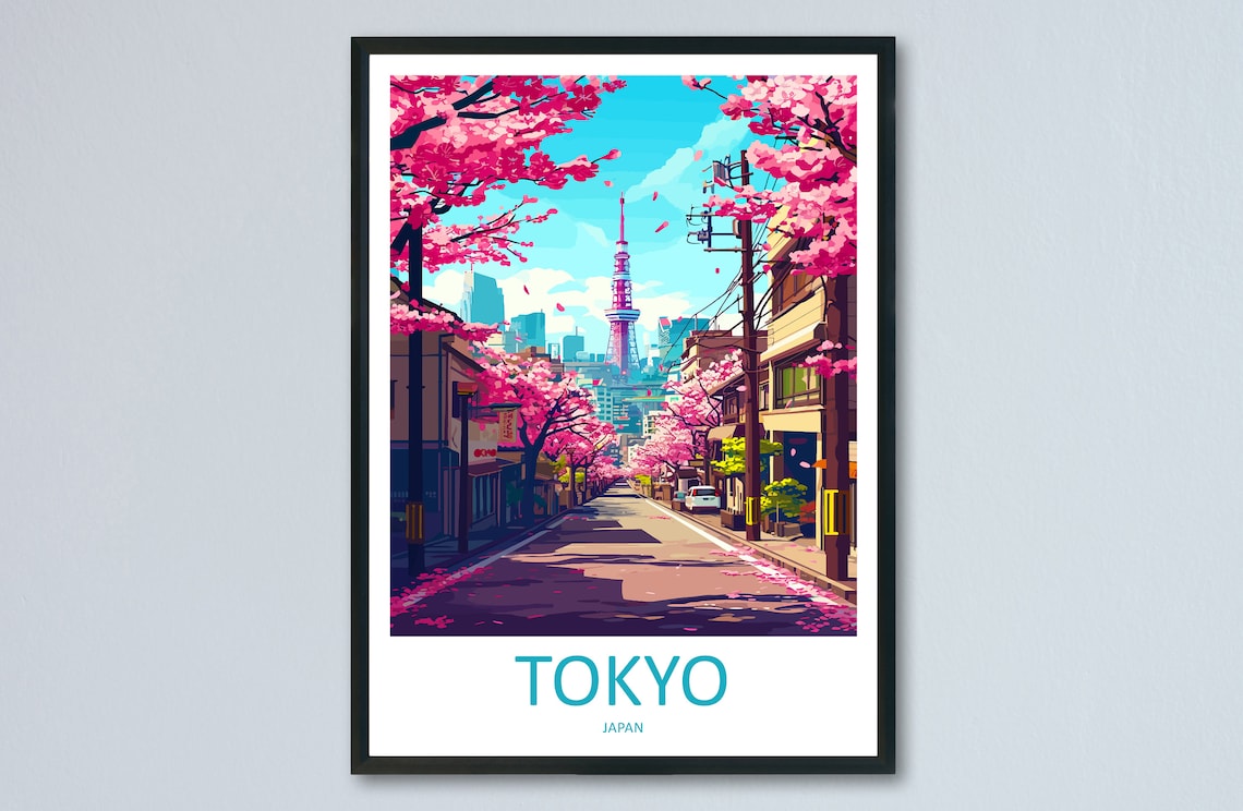 Japan Travel Poster, Tokyo Wall Art Print