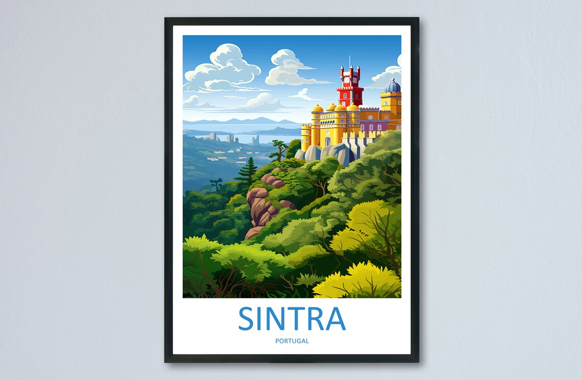 Sintra Portugal Colorful Hilltop Palace Forest Summer Travel Poster