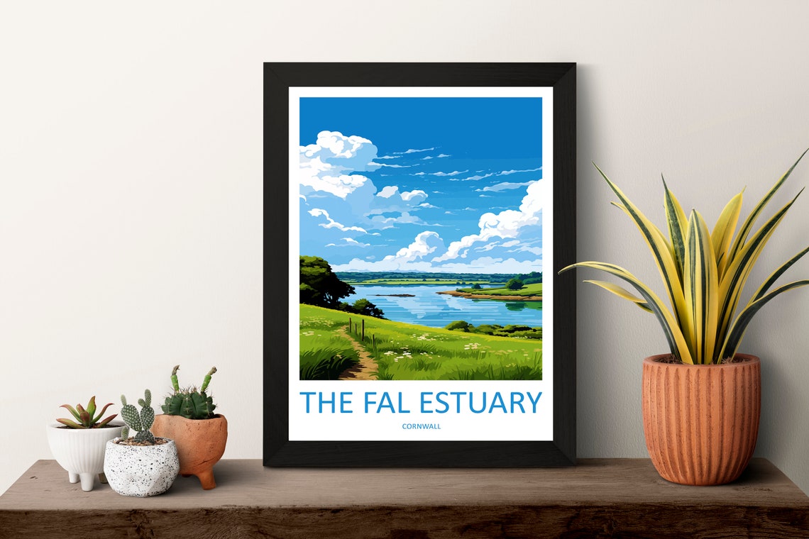 The Fal Estuary Cornwall River Travel Poster Serene Water Art - Image 3