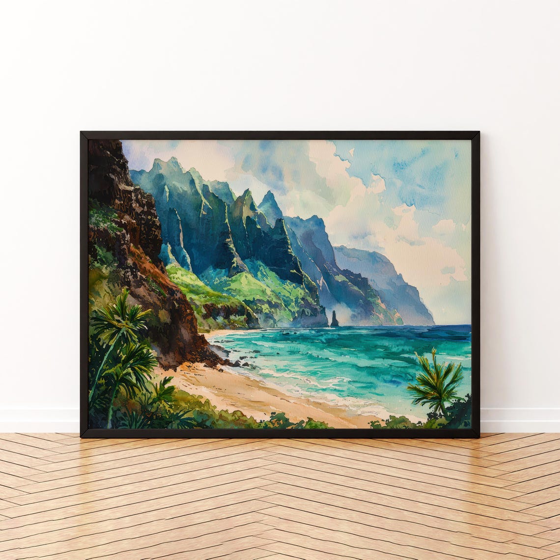 Kauai Watercolor Poster Landscape Wall Art Hanging Home Dcor Gift Lovers United States