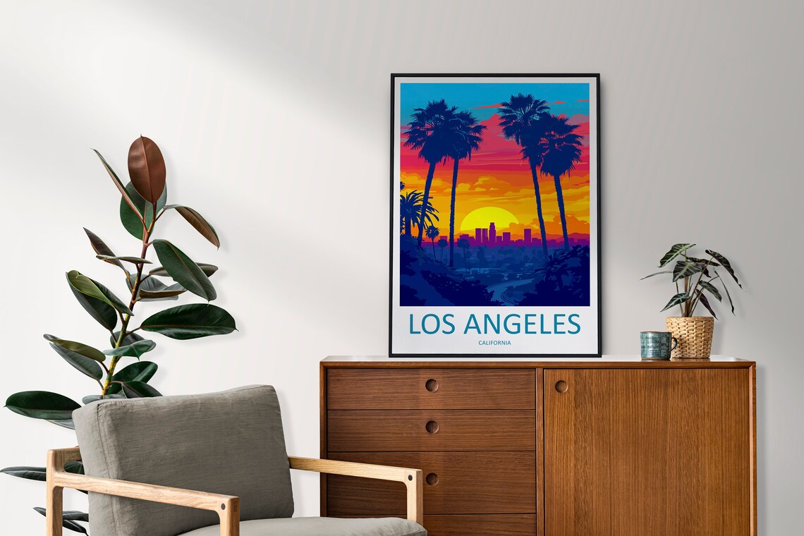 Los Angeles Travel Print Wall Art Los Angeles Wall Hanging Home Dcor Los Angeles Gift Art Lovers California Art Lover Gift Los Angeles Deco - Image 2