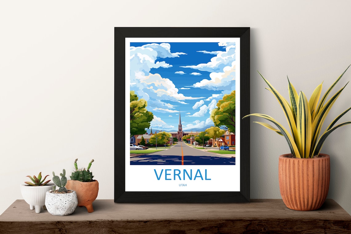 Vernal Utah Historic Main Street Church Steeple Street Scene Poster - Image 3