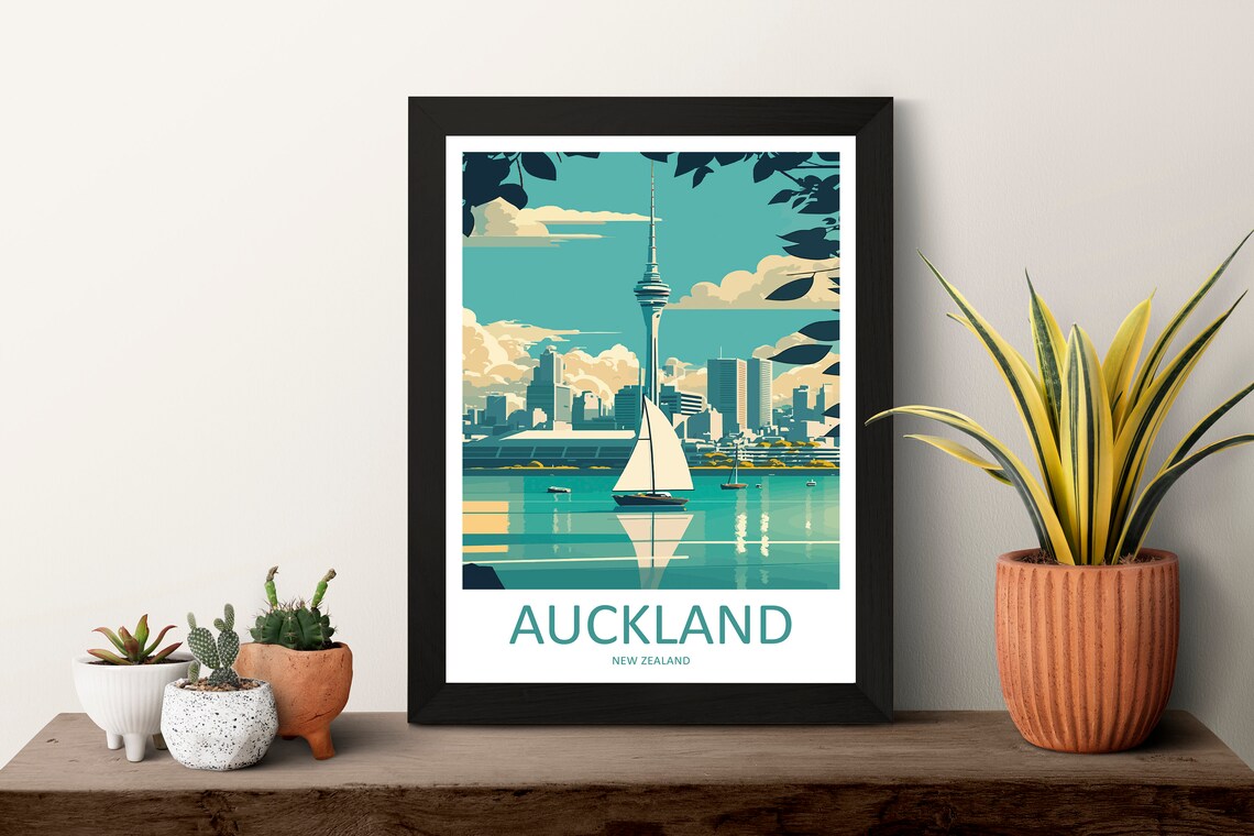 Auckland Travel Poster, New Zealand Wall Art - Image 3