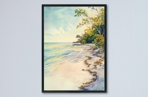 Lovers Key State Park Beach Watercolor Turquoise Ocean Serene View Poster