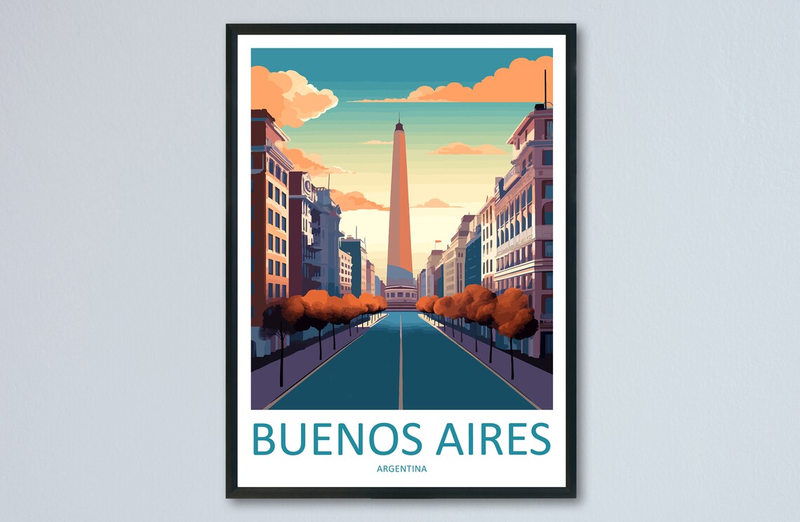 Buenos Aires Argentina Obelisk Grand Avenue at Sunset Poster