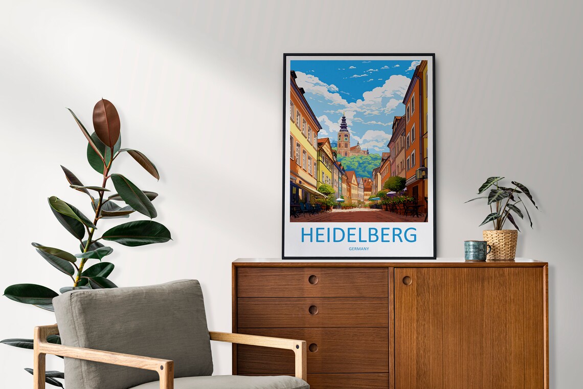 Heidelberg Cityscape Art Print, European Travel Poster - Image 2
