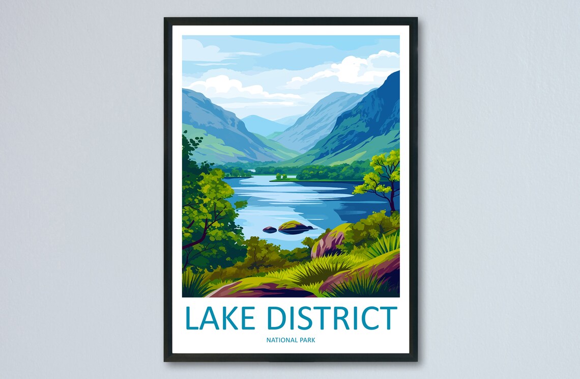 Lake District National Park England Mountain Lake Nature Travel Poster