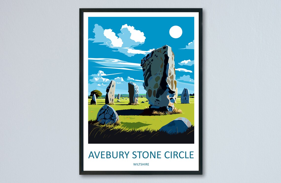 Avebury Stone Circle Wiltshire Ancient Megalith Stones Travel Poster
