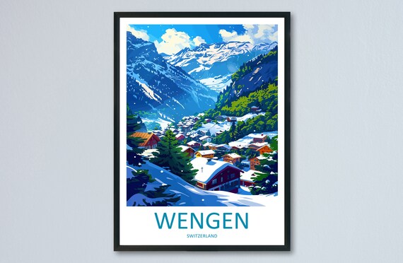 Wengen Travel Poster, Switzerland Travel Art
