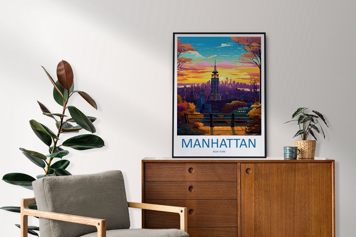 Manhattan New York Sunset Skyline Empire State Building Poster - Image 2