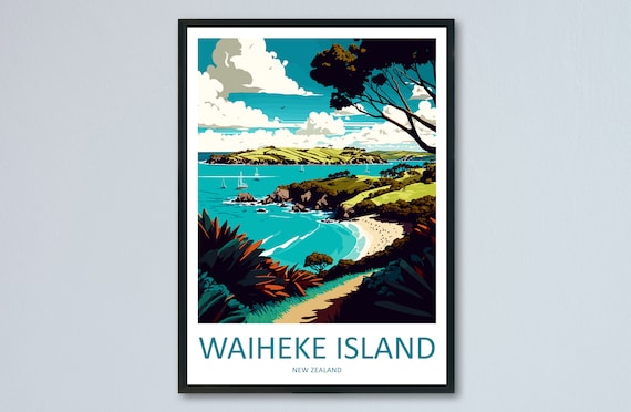 Waiheke Island Travel Poster, New Zealand Wall Decor