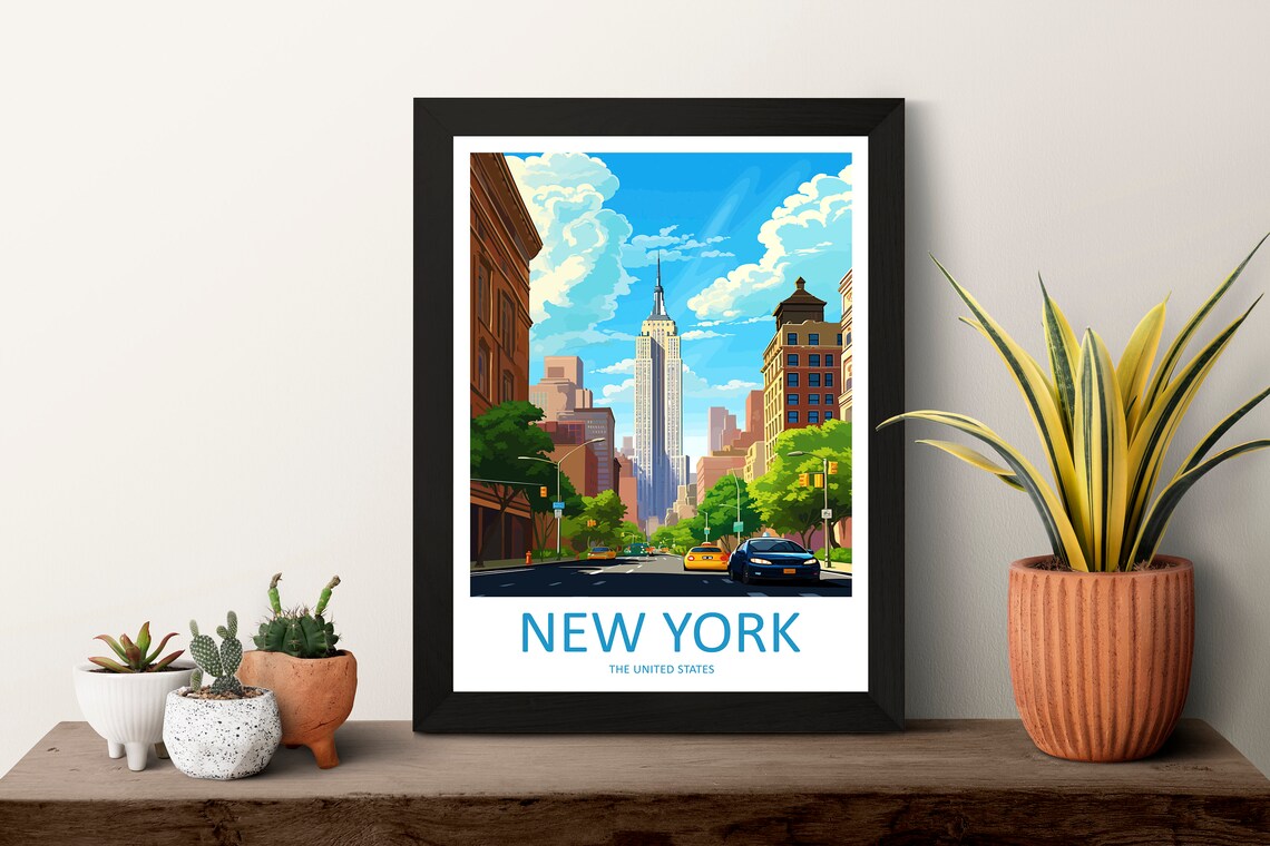 New York City Empire State Building Midtown Street View Travel Poster - Image 3