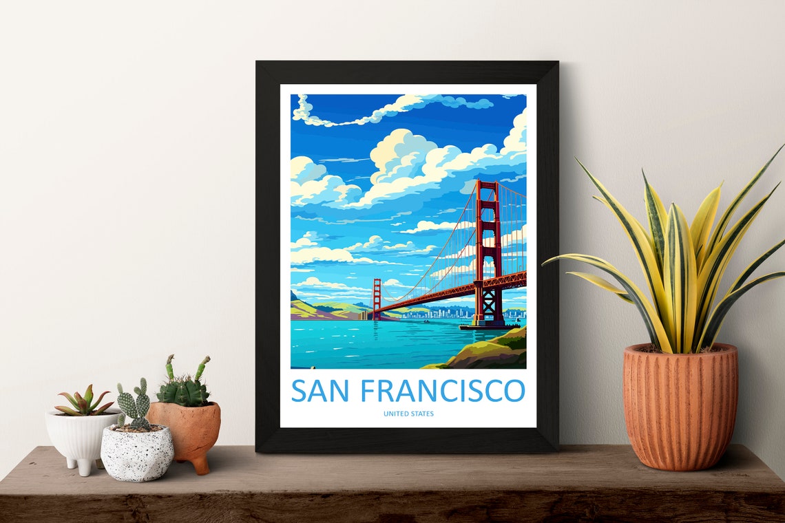 Golden Gate Bridge Over San Francisco Bay Day View Travel Poster - Image 3