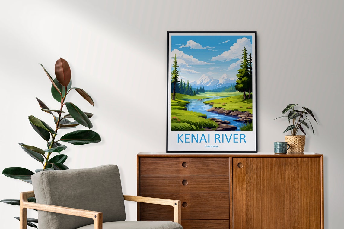 Kenai River State Park Wild Spruce Forest Stream View Poster - Image 2