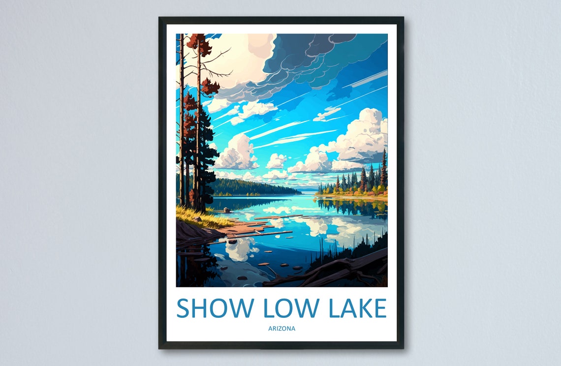 Show Low Lake Arizona Pine Forest Lakeside Morning Reflection Poster