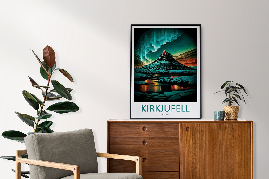 Kirkjufell Mountain Aurora Northern Night Sky Iceland Travel Poster - Image 2