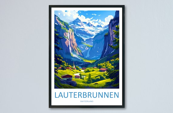 Lauterbrunnen Travel Poster, Switzerland Wall Art