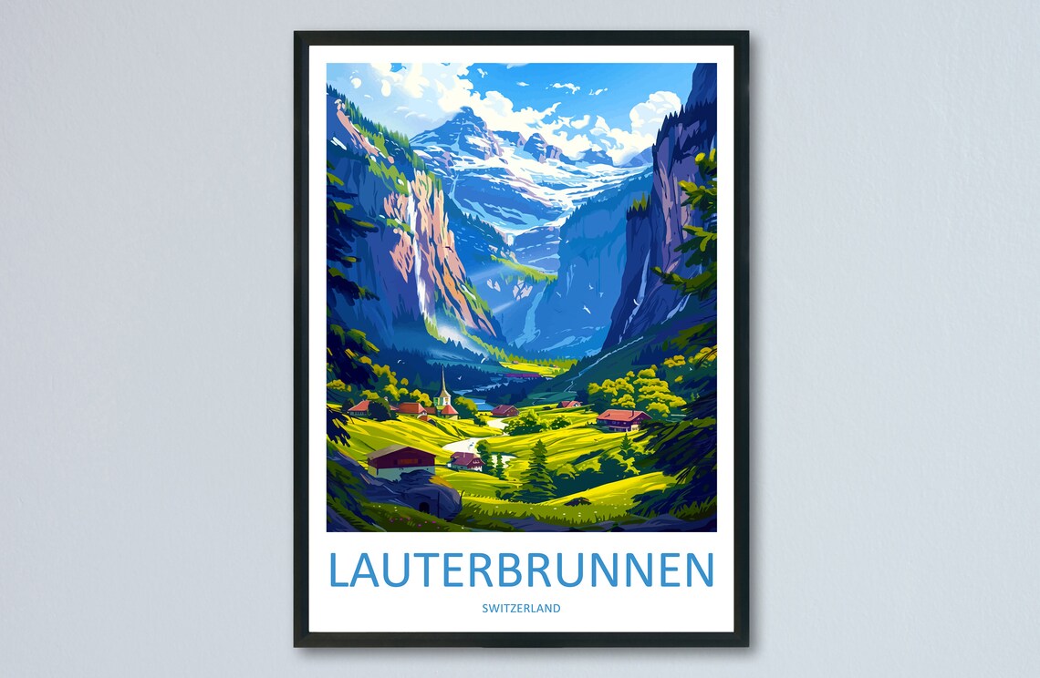 Lauterbrunnen Travel Poster, Switzerland Wall Art