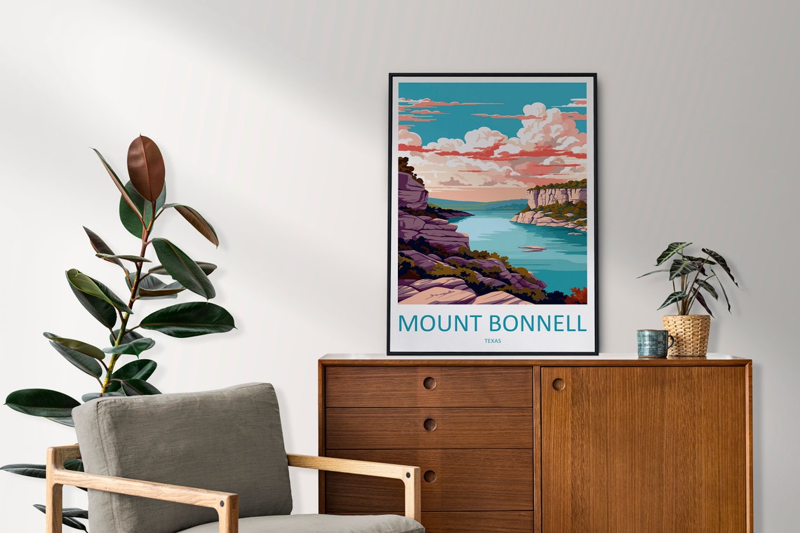 Mount Bonnell Texas River Canyon Cliffs Sunset Sky View Poster - Image 2
