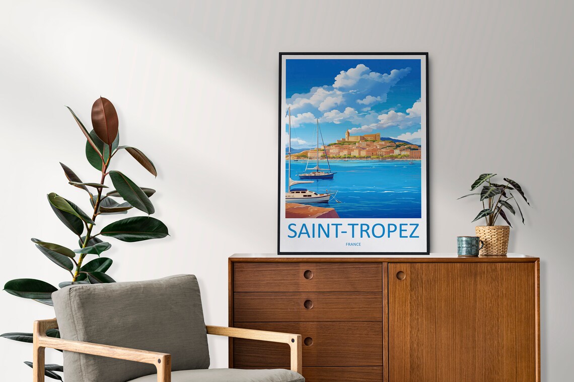 Saint-Tropez France Harbor Sailboats Riviera Chic Travel Poster - Image 2