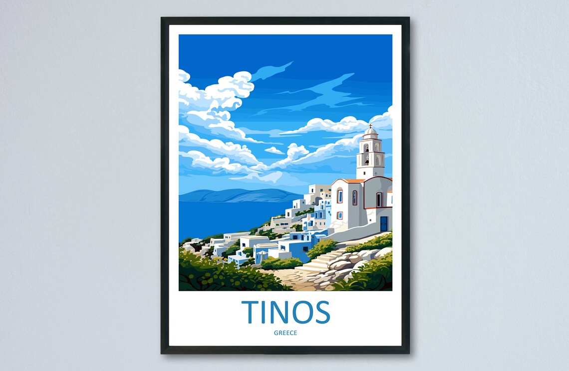 Tinos Greece Travel Poster, European Place Print
