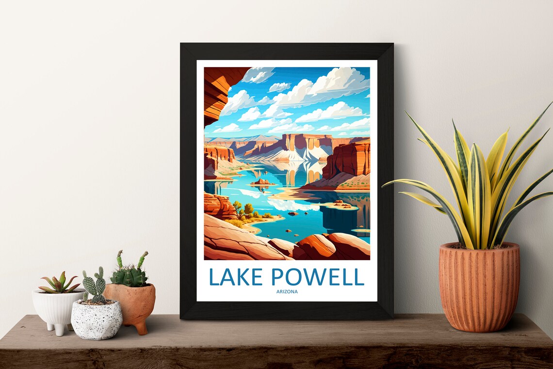 Lake Powell Arizona Red Rock Canyon Blue Water Travel Poster - Image 3