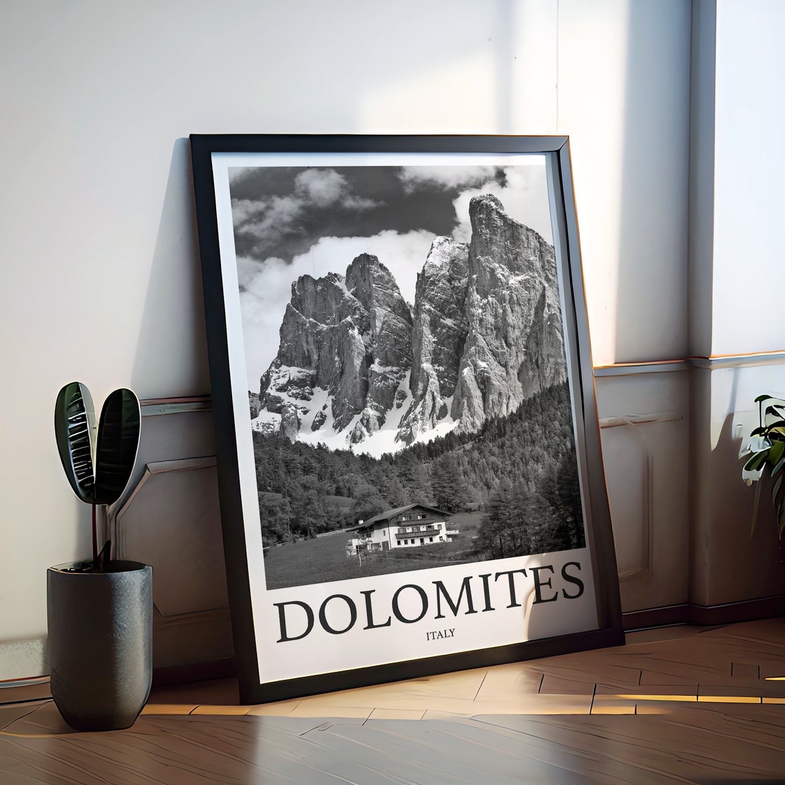 Dolomites Italy Jagged Alpine Peaks Mountain Lodge Photo Poster - Image 2