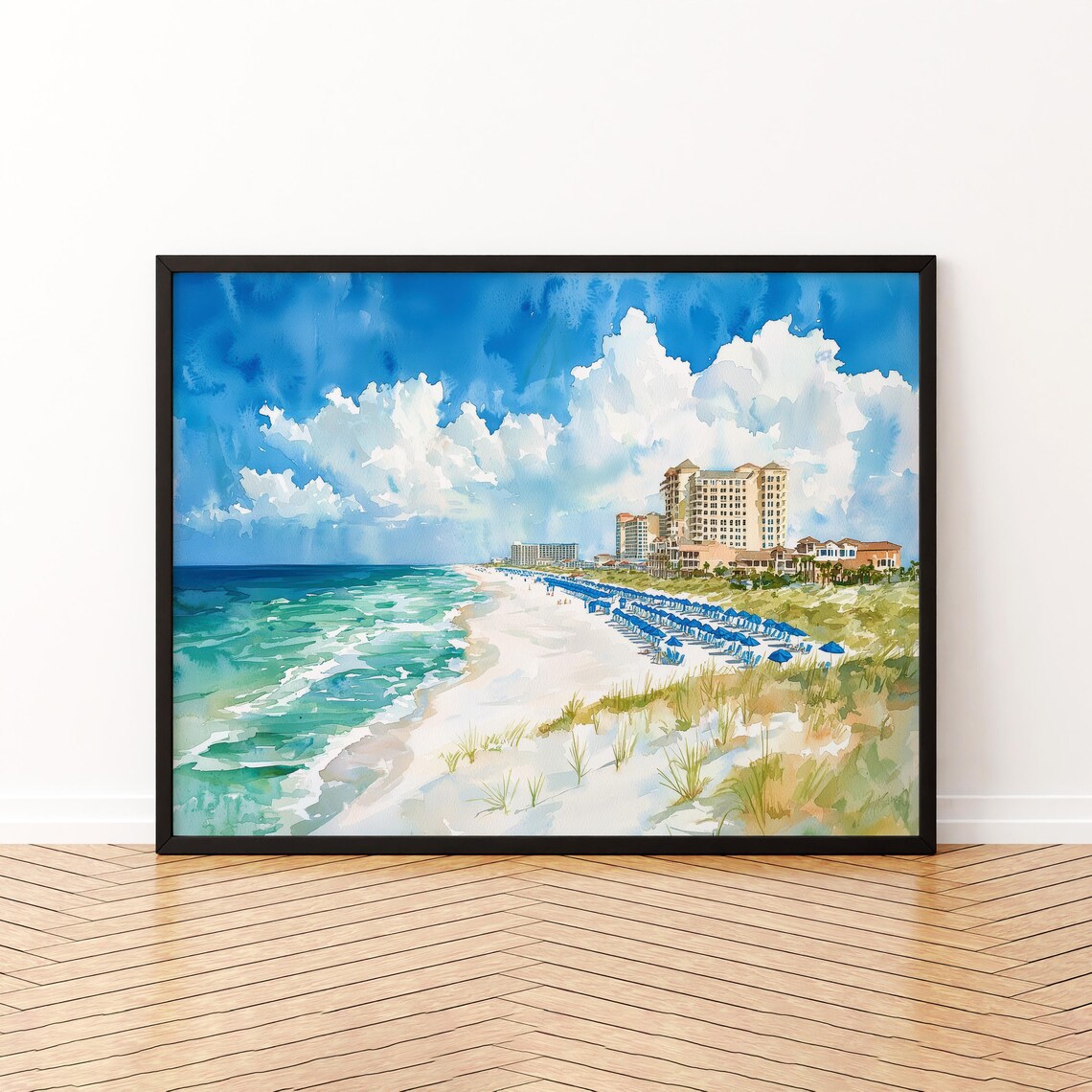 Destin Florida Watercolor Travel Poster, Gulf Coast