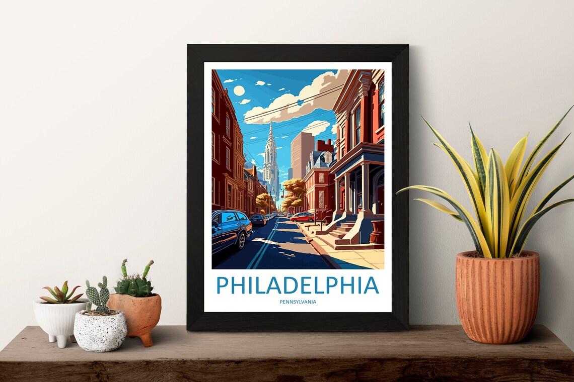Philadelphia Pennsylvania Historic Brick Rowhouses Street Poster - Image 3