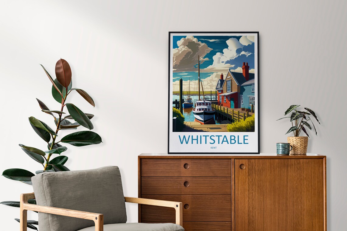 Whitstable Harbour Travel Poster, England Wall Art - Image 2