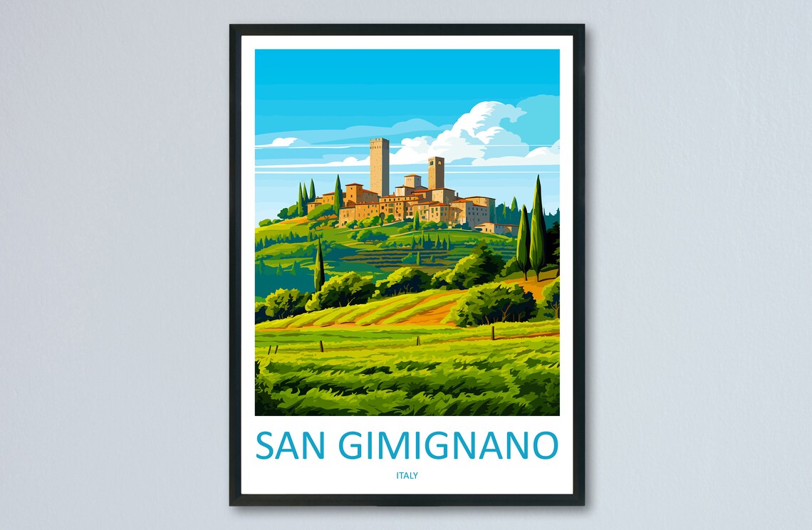 San Gimignano Travel Poster, Italy Wall Art
