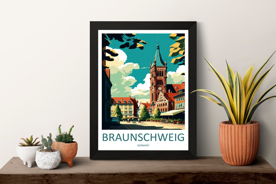 Braunschweig Germany Historic Old Town Hall Tower Travel Poster - Image 3