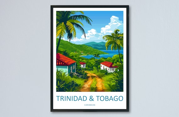 Trinidad and Tobago Caribbean Island Bay Village Travel Poster