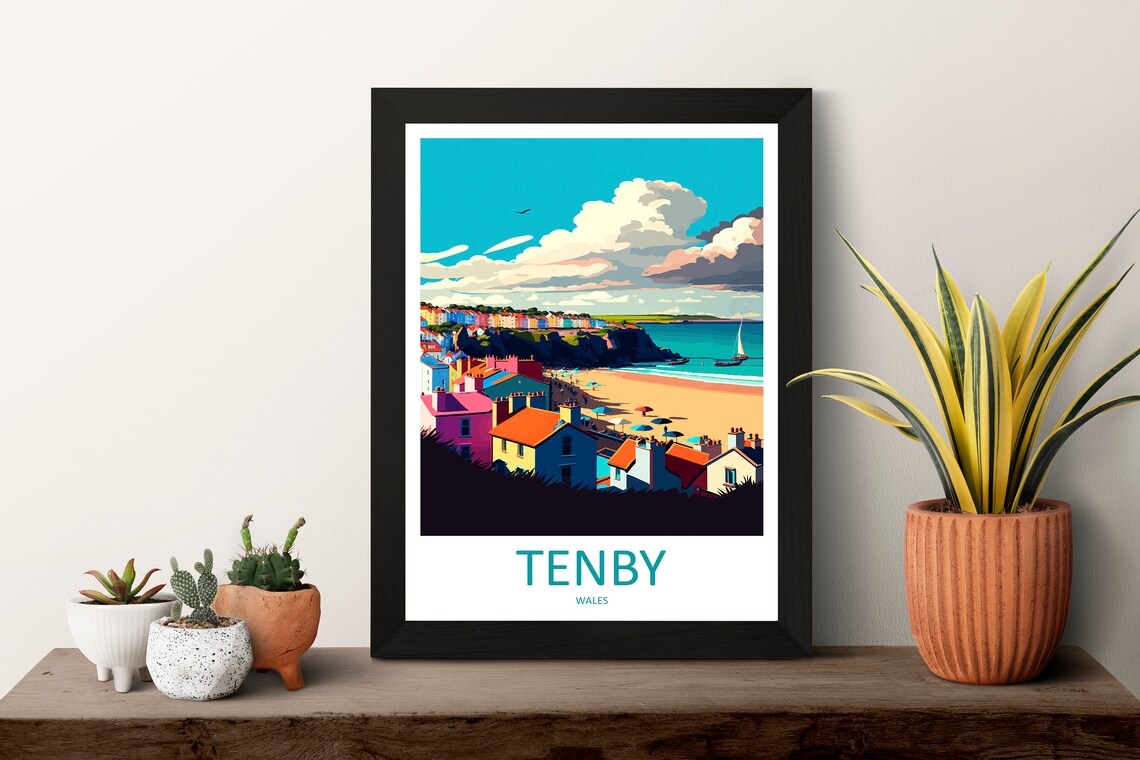 Tenby Wales Seascape Art Print, Travel Poster - Image 3