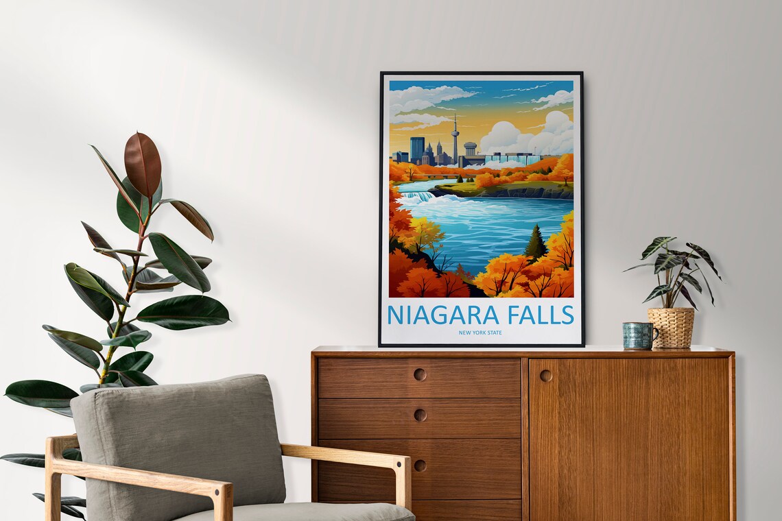 Niagara Falls Autumn Foliage River Rapids Scenic Travel Poster - Image 2