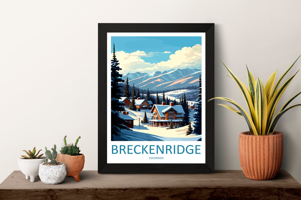 Breckenridge Colorado Snowy Ski Town Mountain Winter Scene Poster - Image 3